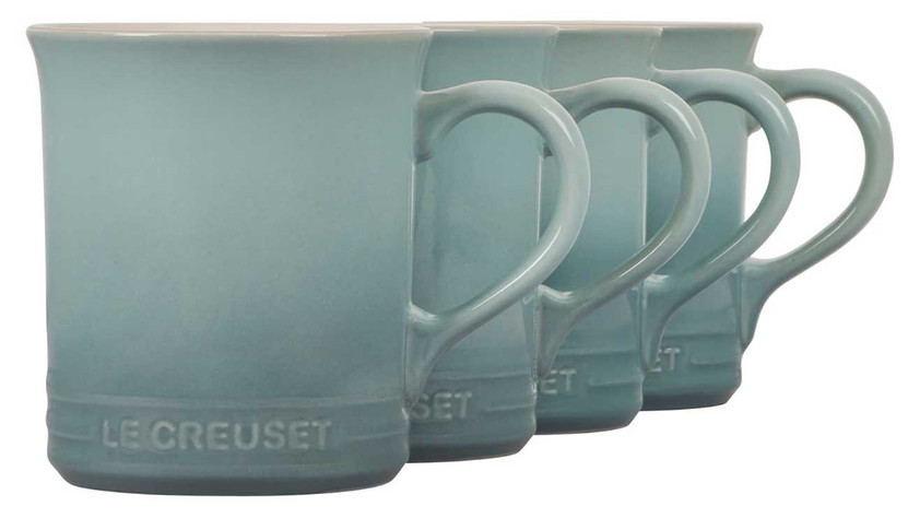 Le Creuset 14 Oz. Set Of 4 Sea Salt Stoneware Mugs