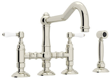 Rohl Acqui Polished Nickel 3-Leg Bridge Kitchen Faucet