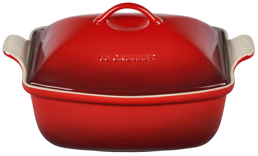 Le Creuset Heritage 4.5 Qt. Deep Covered Rectangular Baker In Cerise