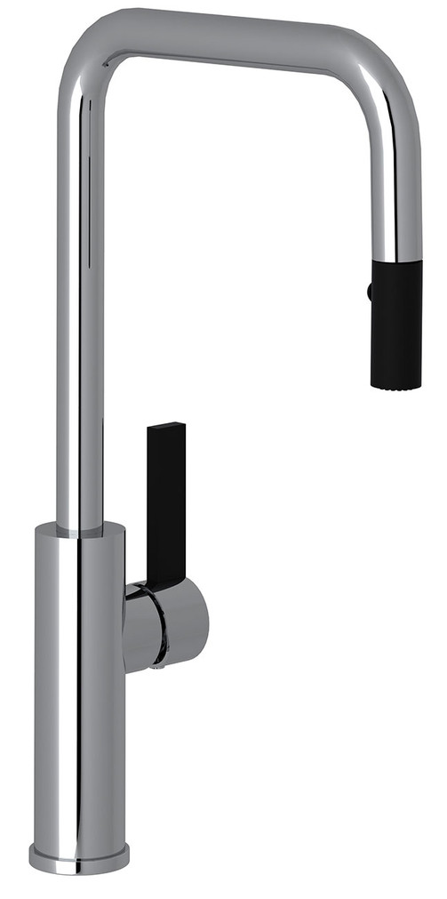 Rohl Tuario Polished ChromeMatte Black Pull-Down Kitchen Faucet