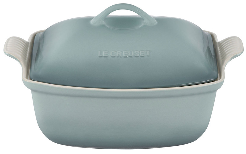 Le Creuset Heritage 4.5 Qt. Deep Covered Rectangular Baker In Sea Salt