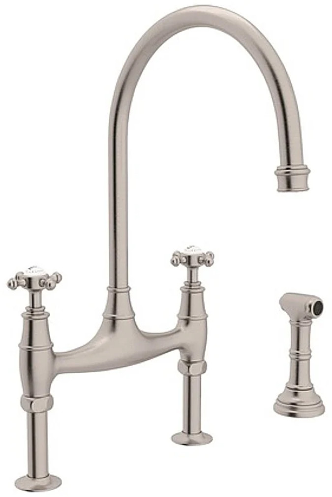 Rohl Perrin  Rowe Georgian Era Bridge Satin Nickel Kitchen Faucet With Sidespray