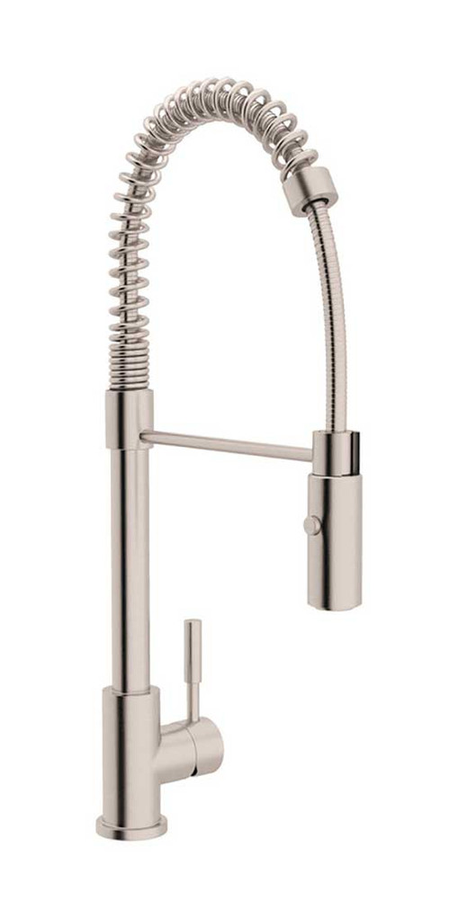 Rohl Lux Brushed Stainless Steel C-Spout Pro Pull-Down Kitchen Faucet