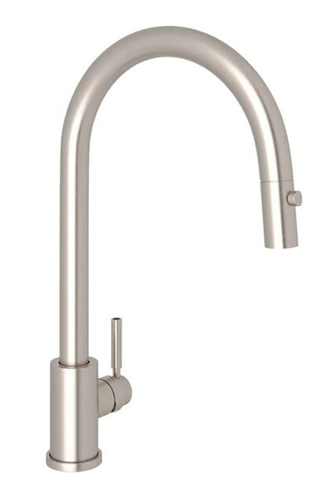 Rohl Perrin  Rowe Holborn Satin Nickel C-Spout Pull-Down Faucet
