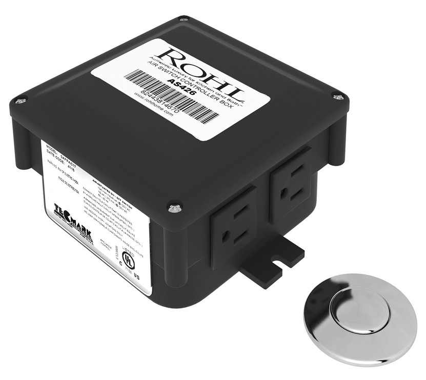 Rohl Air Activated Polished Chrome Switch Button With Control Box For Waste Disposal