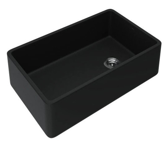 Rohl 36 Matte Black Allia Fireclay Single Bowl Kitchen Sink