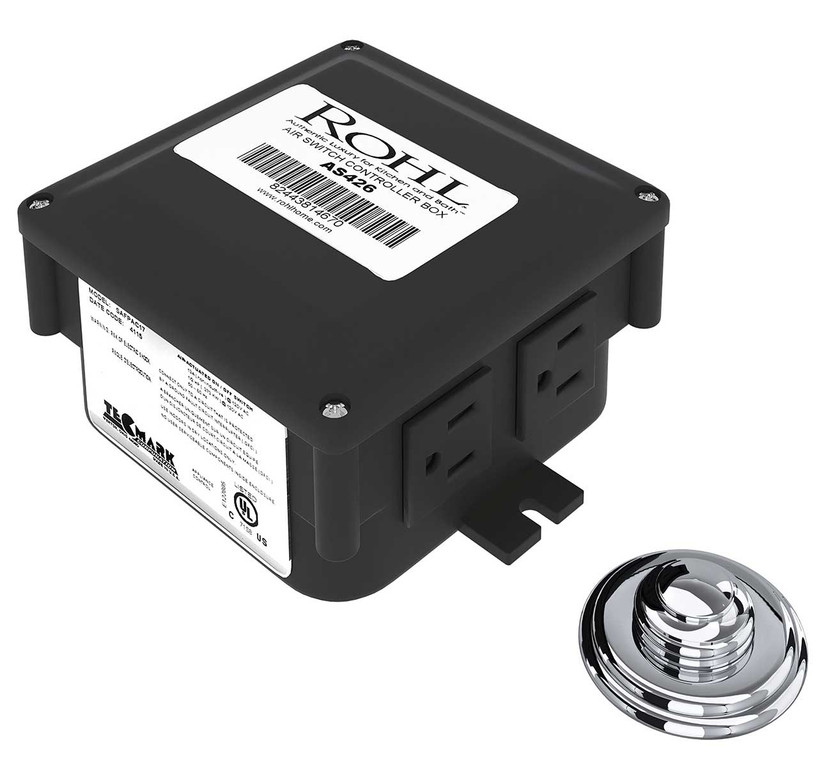 Rohl Air-Activated Switch Button With Control Box in Polished Chrome