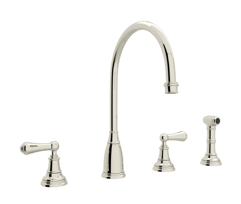 Rohl Perrin  Rowe Georgian Era C-Spout Polished Nickel Kitchen Faucet With Sidespray