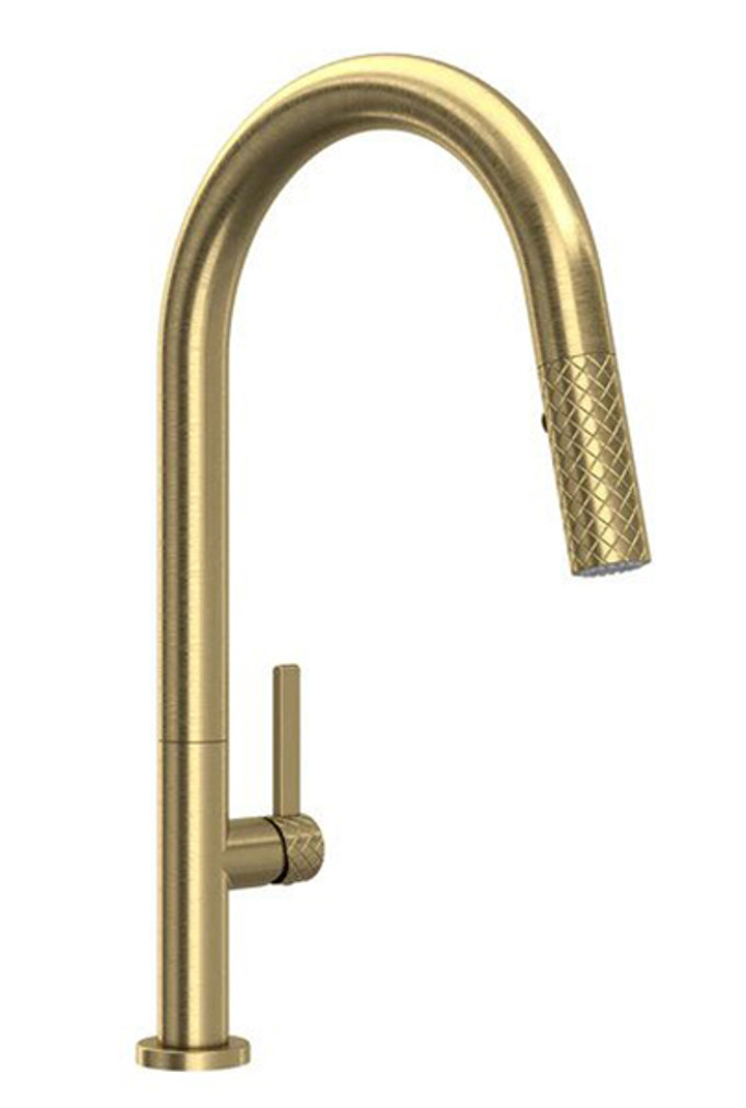 Rohl Tenerife Antique Gold C-Spout Pull-Down Faucet