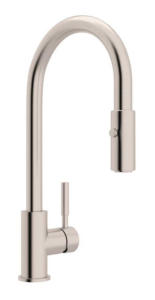 Rohl Lux C-Spout Pull-Down Kitchen Faucet in Brushed Stainless Steel
