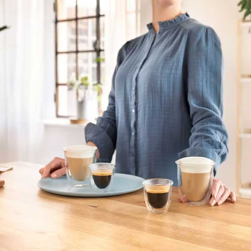 DeLonghi 9 Fl Oz. Double Wall Glass Cappuccino Cups Pair