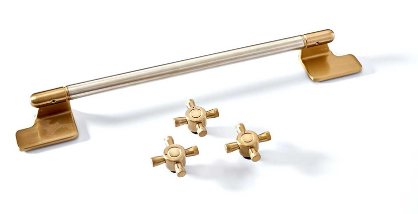 AGA Elise Dual Fuel Range 36-Inch Antique Brass Knobs in White