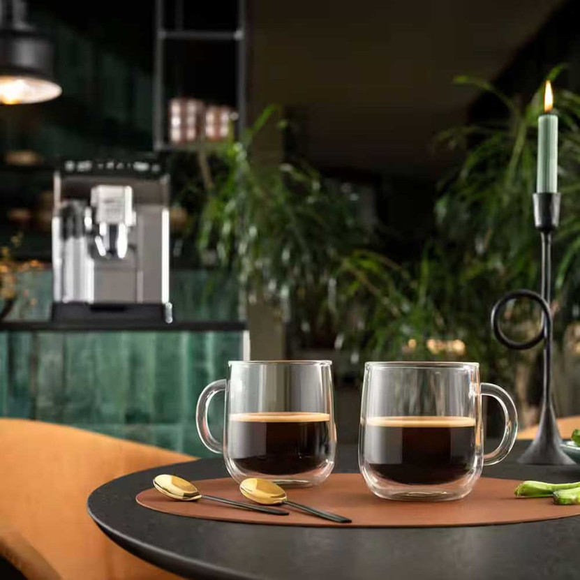 DeLonghi 16.9 Fl. Oz. Double Wall Glass Mugs Pair