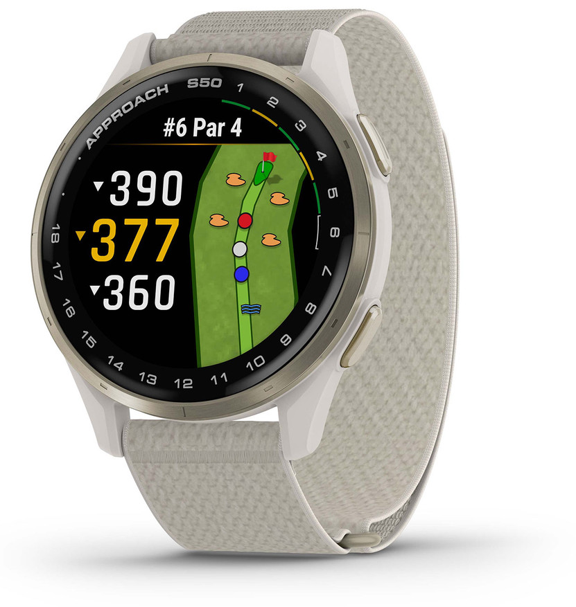 Garmin Approach S50 Golf Smartwatch 43mm Cream Gold Aluminum Case with Ivory Band
