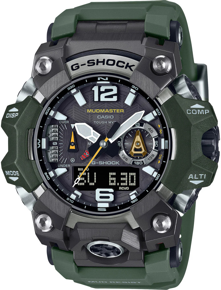 G-Shock Master Of G Land Mudmaster 52mm Watch with Grey Dial and Green Bio-Based Resin Strap