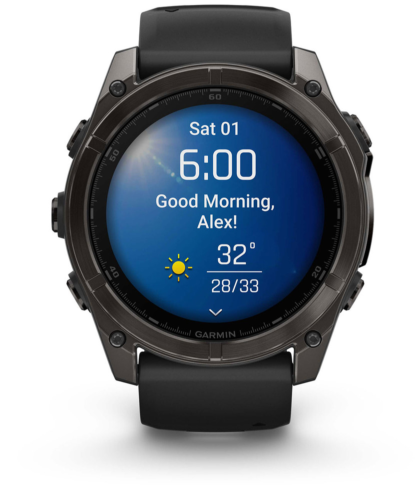 Garmin fenix 8 Smartwatch 51mm AMOLED Sapphire in Carbon Gray DLC Titanium with Black Silicone Band