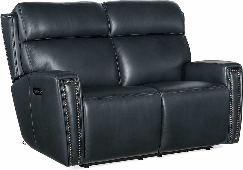 Hooker Furniture Living Room Ruthe Zero Gravity Power Recline Loveseat w Power Headrest In Salvo Denim Finish