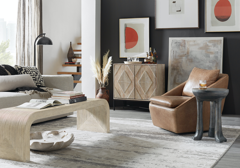 Hooker Furniture Commerce and Market Spot Table in Black Natural Wood Finish