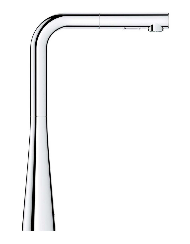 GROHE Zedra Starlight Chrome Single-Handle Pull-Out Kitchen Faucet