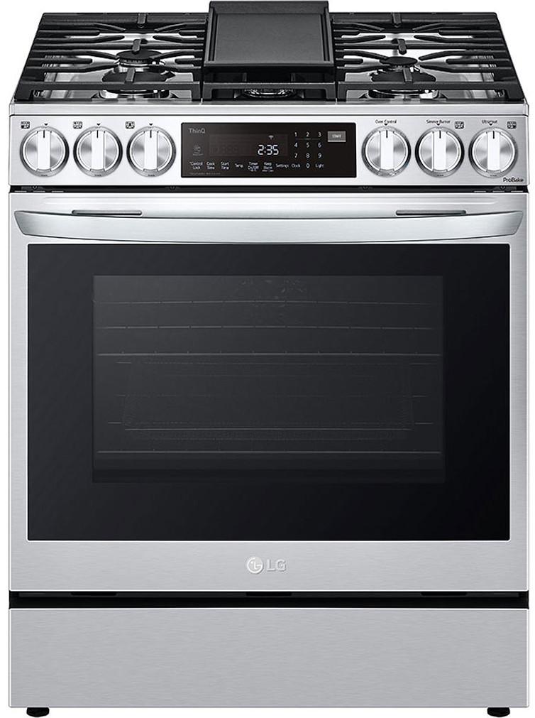 LG 6.3 Cu. Ft. PrintProof Stainless Steel Smart Wi-Fi Enabled ProBake Convection InstaView Gas Slide-In Range With Air Fry