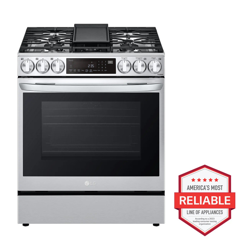 LG 6.3 Cu. Ft. PrintProof Stainless Steel Smart Wi-Fi Enabled ProBake Convection InstaView Gas Slide-In Range With Air Fry