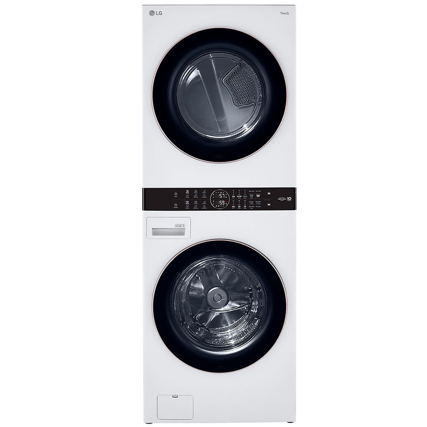 LG 27 White WashTower With Center Control Single Unit Front Load 4.5 Cu. Ft. Washer  7.4 Cu. Ft. Electric Dryer Combo