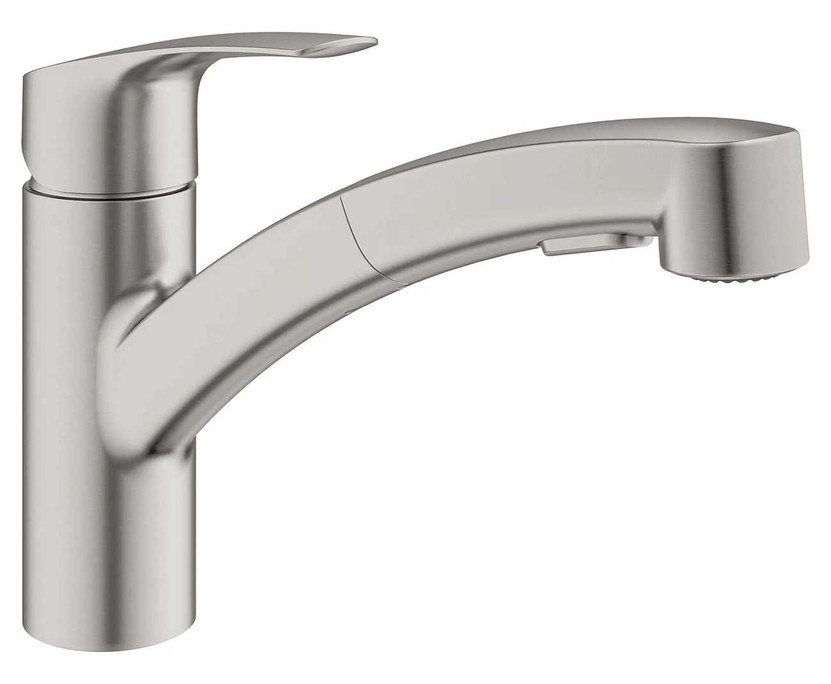 GROHE Eurosmart Pull-Out Kitchen Faucet in SuperSteel Infinity
