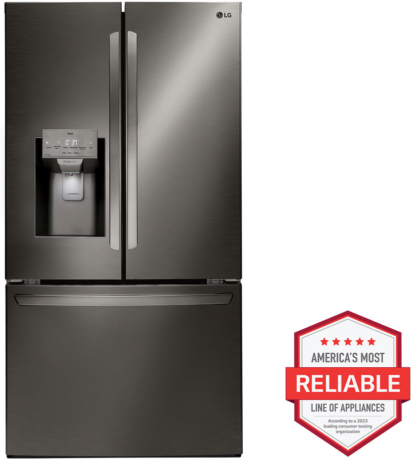 LG 28 Cu. Ft. 3-Door French Door Refrigerator 36-Inch Wide ADA in PrintProof Black Stainless Steel