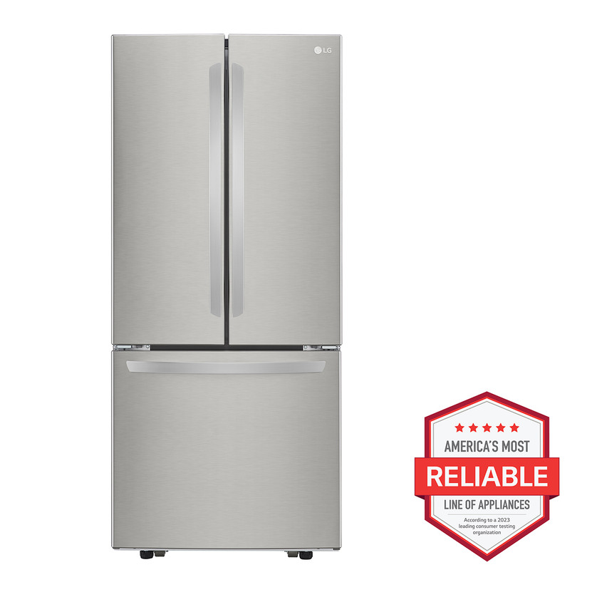 LG 22 Cu. Ft. 3-Door French Door Refrigerator 30-Inch Wide in Stainless Steel