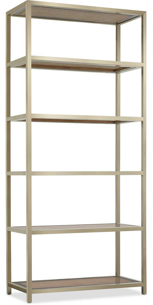 Hooker Furniture Melange Etagere in Steel Frame with Cane Shelf