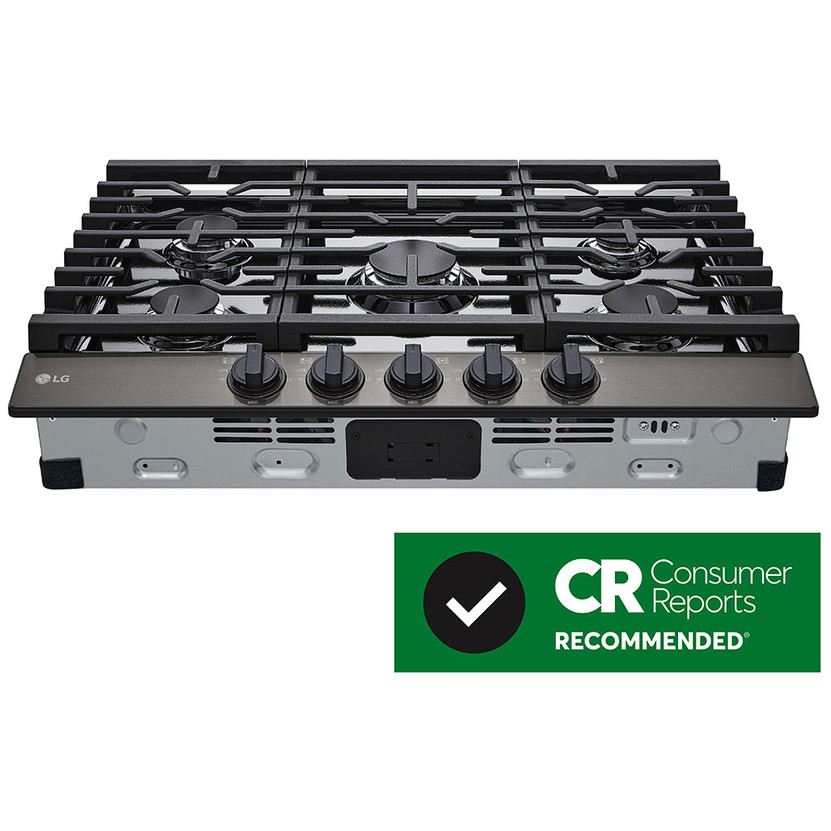 LG 30 Black Stainless Steel Gas Cooktop with UltraHeat 20K Burner