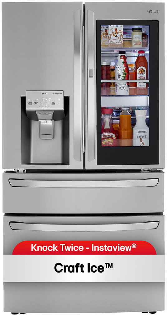 LG 29.5 Cu. Ft. Smart Wi-Fi InstaView Door-In-Door Refrigerator With Craft Ice Maker 36-Inch Wide in PrintProof Stainless Steel