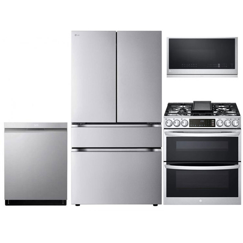 LG Stainless Steel 4-Door French Door Refrigerator  Gas Range Package (1)
