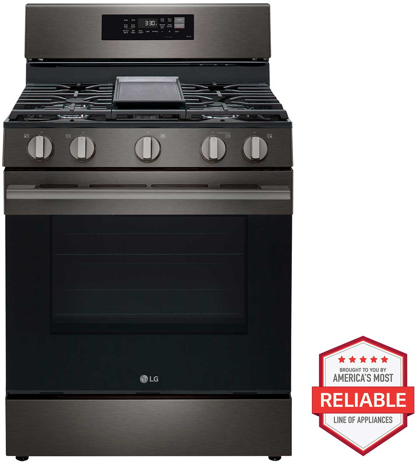 LG 6.3 Cu. Ft. Smart Gas Range With ProBake Convection in PrintProof Black Stainless Steel