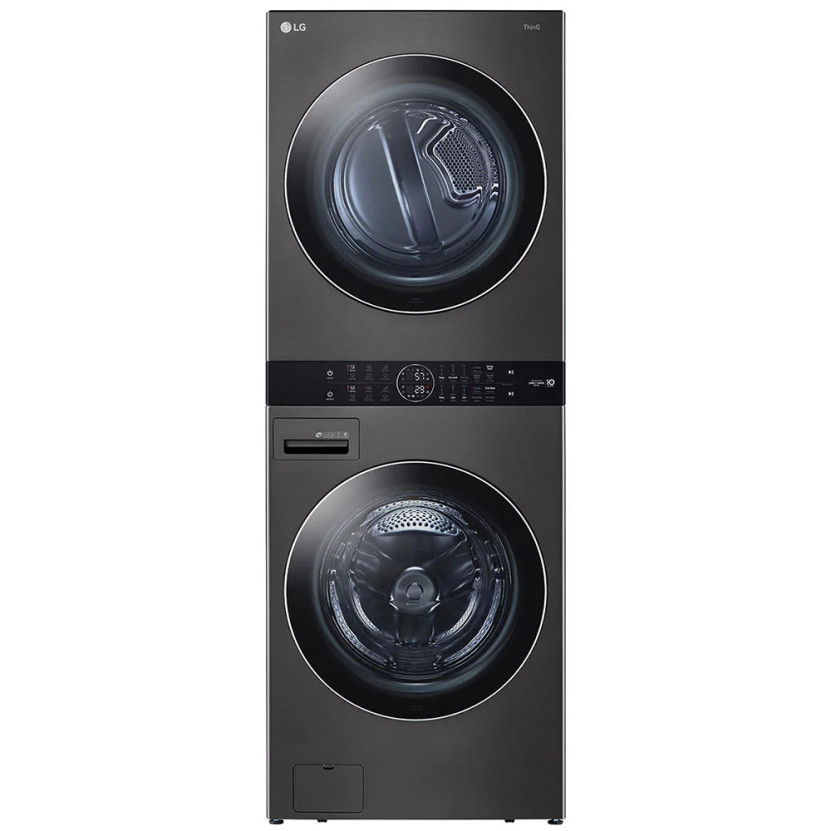 LG 27 Black Steel WashTower With Center Control Single Unit Front Load 4.5 Cu. Ft. Washer And 7.4 Cu. Ft. Electric Dryer Combo