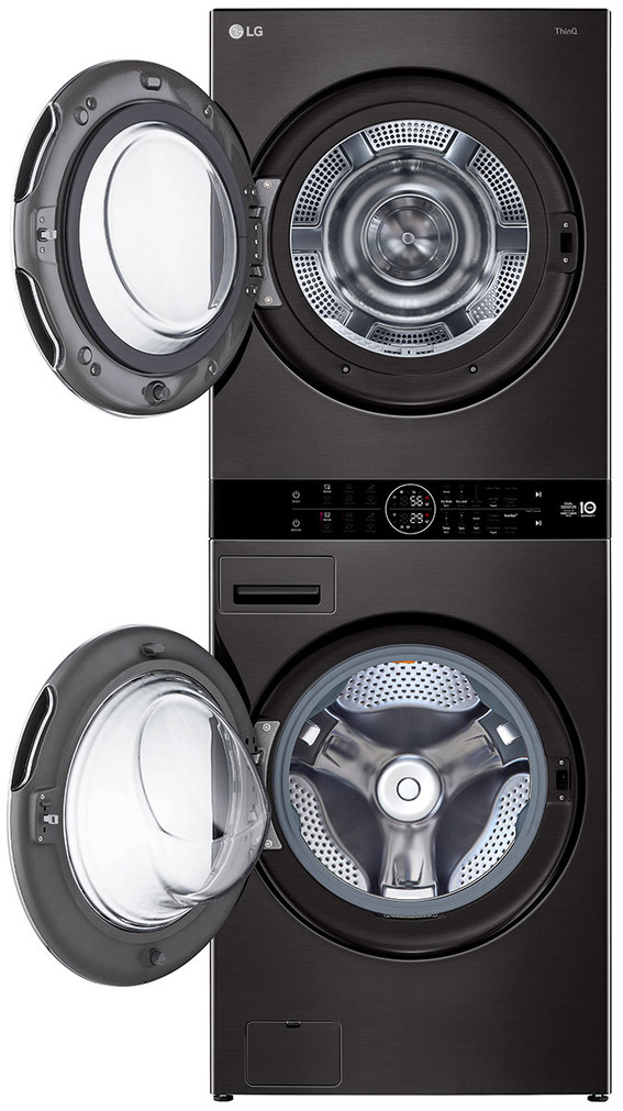 LG Washer And Electric Ventless Dryer WashTower 27 Inch in Black Steel