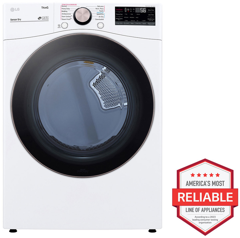 LG 7.4 Cu. Ft. White Smart Wi-Fi Enabled Front Load Gas Dryer With TurboSteam And Built-In Intelligence