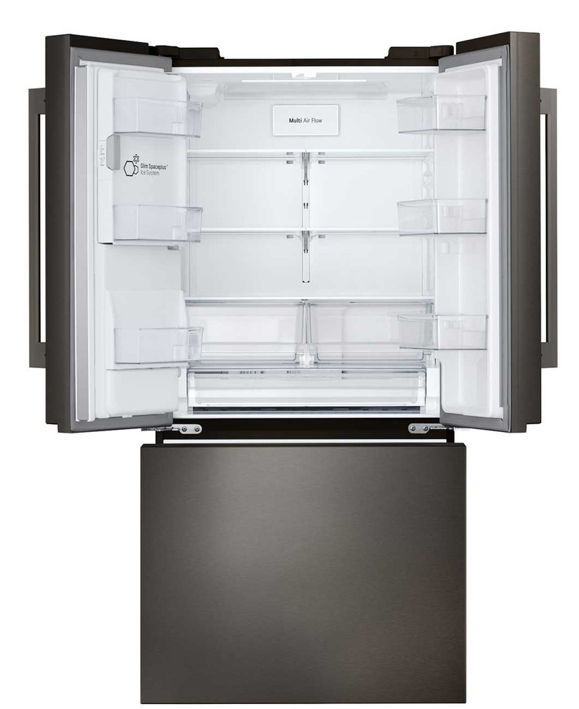 LG 25 Cu. Ft. 3-Door French Door Refrigerator 33-Inch Wide ADA in PrintProof Black Stainless Steel