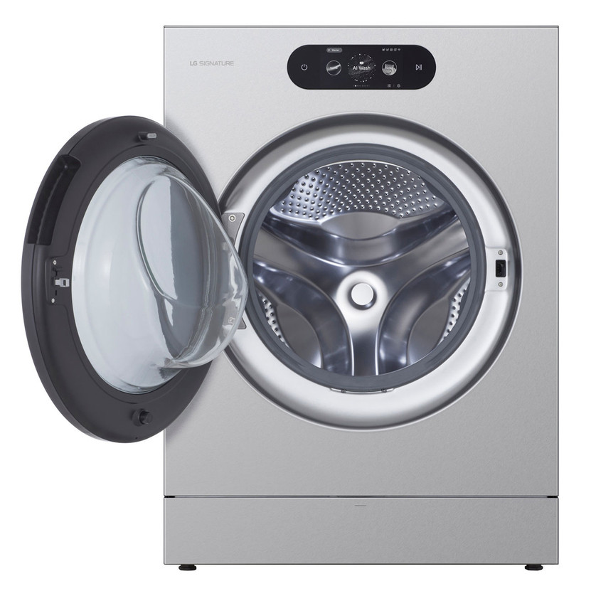 LG Signature 5.8 Cu. Ft. Smart Front Load Washer in Brushed Platinum Steel