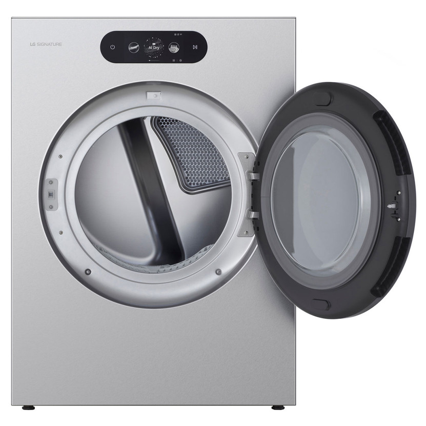 LG Signature 9 Cu. Ft. Smart Front Load Electric Dryer in Brushed Platinum Steel