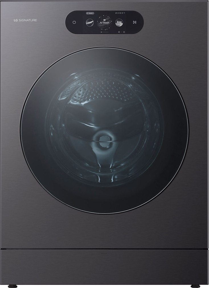 LG Signature 5.8 Cu. Ft. Front Load Washer with TurboWash 360 in Brushed Black Steel