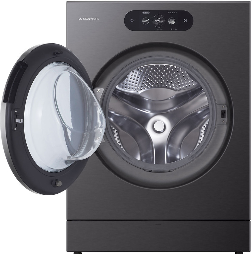 LG Signature 5.8 Cu. Ft. Front Load Washer with TurboWash 360 in Brushed Black Steel