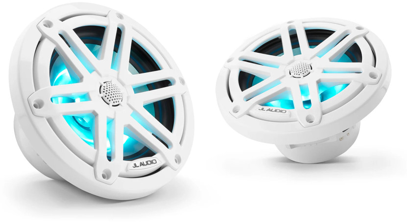 JL Audio M3 6.5 Gloss White Coaxial Marine Speakers With Built-In RGB LED Lighting