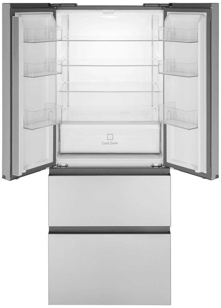 Haier 14.5 Cu. Ft. 4 Door Refrigerator 28-Inch Wide in Fingerprint Resistant Stainless Steel