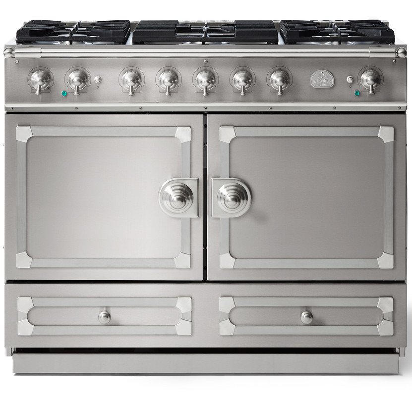 La Cornue CornuFe 110 43 In. Stainless Steel With Satin Chrome Trim Dual Fuel Range