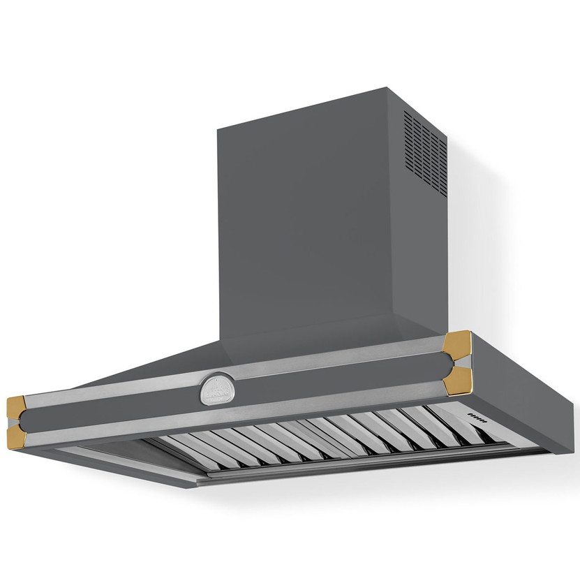 La Cornue 36 CornuFe 90 Graphite With Polished Brass Wall Hood