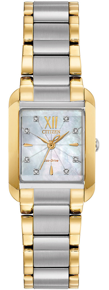 Citizen Bianca Two-Tone Stainless Steel Watch, White MOP Dial, 22mm