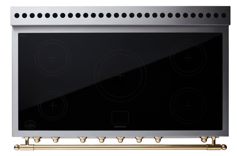 La Cornue CornuFe 110 43 In. Stainless Steel With Polished Brass Accents Induction Range