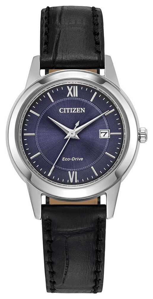 Citizen Eco-Drive Classic Blue Dial Black Leather Strap Watch, 30mm
