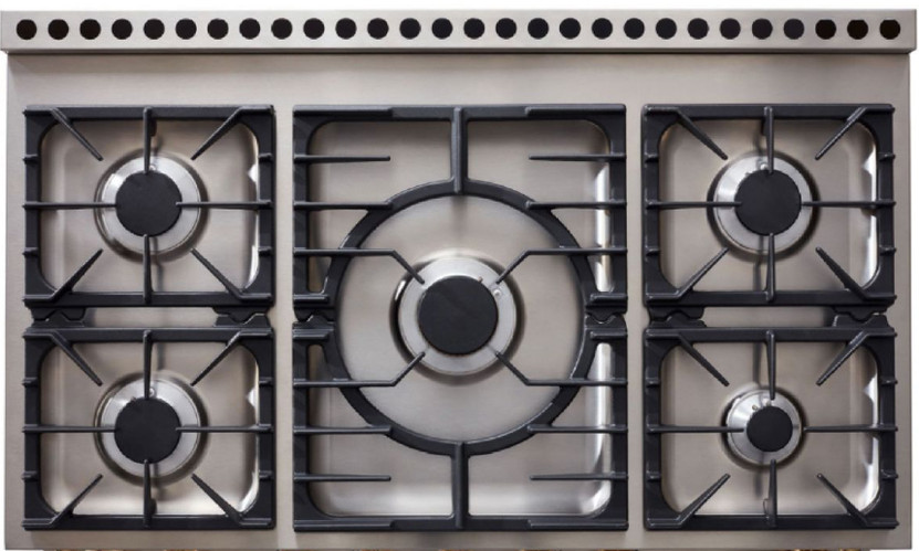 La Cornue CornuFe 90 Albertine 36 In. Stainless Steel With Satin Chrome Trim Dual Fuel Range